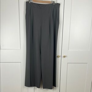 Lafayette 148 Gray Pleated Wool Wide-Leg Pants | 14